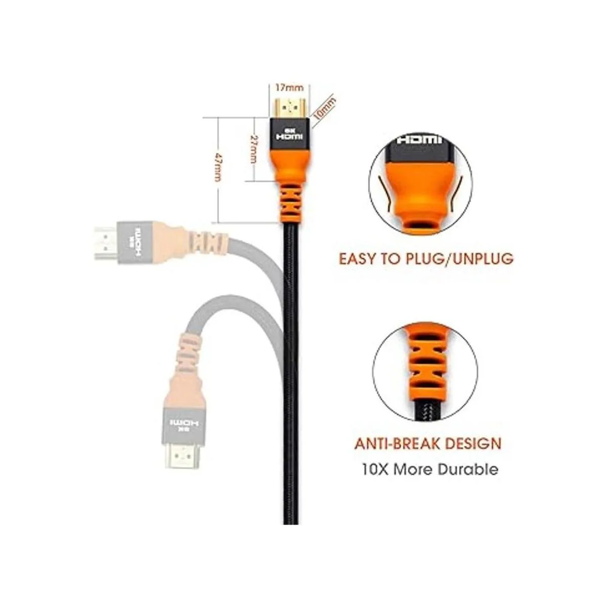 IXEVER Cable HDMI 2.1 8 K 26.2 ft 8 K a 60 Hz 4 K a