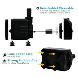 PULACO Bomba sumergible de 10 W y 160 GPH con tubo de 3.3