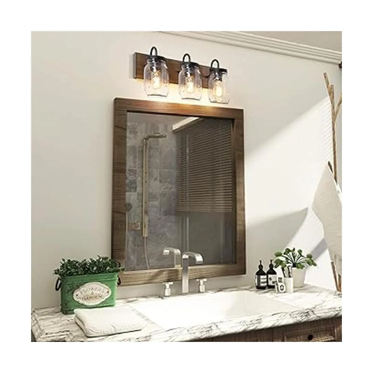 LNC Accesorios de tocador de baño luces de tarro de masón_2