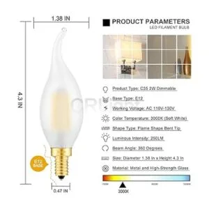CRLight LED Candelabro Bombilla equivalente a 25 W 250