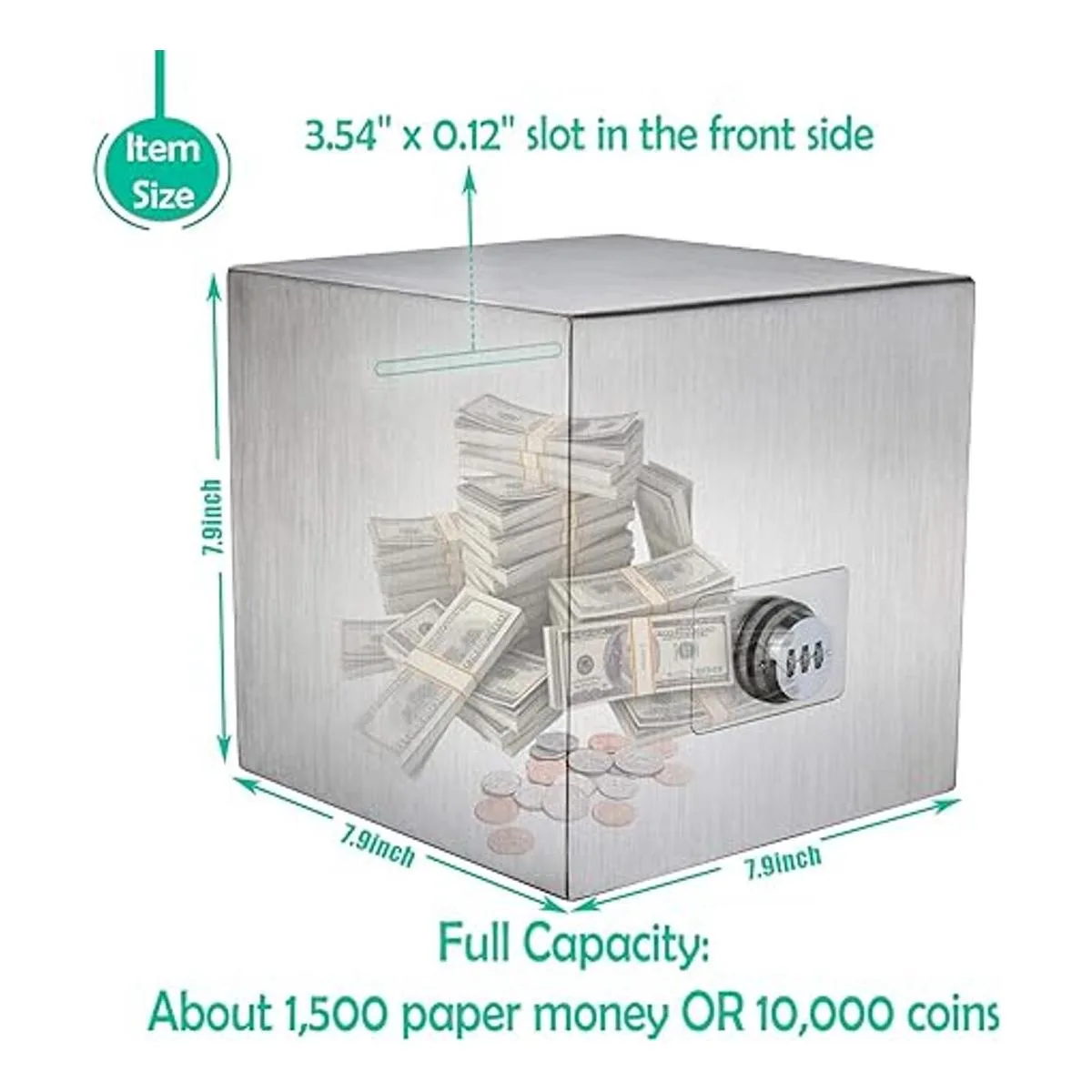 Alcancía de acero inoxidable con contraseña caja de