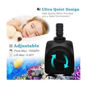 PULACO Bomba sumergible de 10 W y 160 GPH con tubo de 3.3