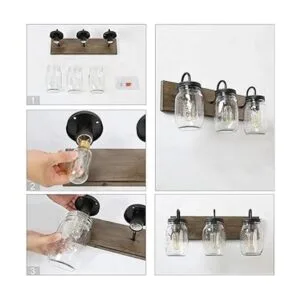 LNC Accesorios de tocador de baño luces de tarro de masón_4