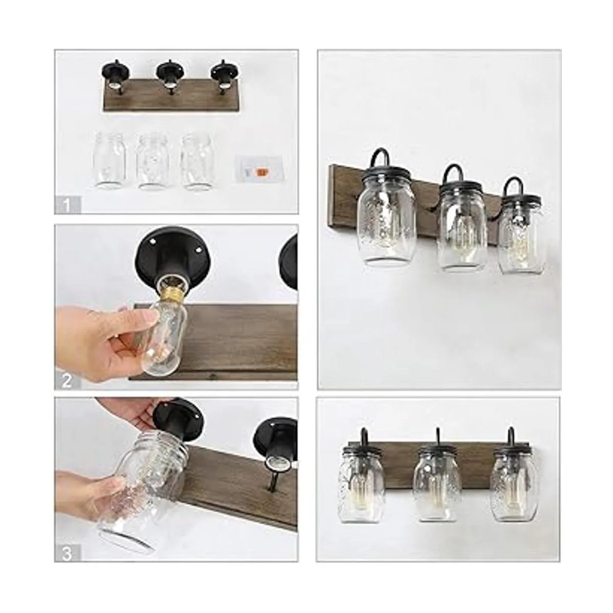 LNC Accesorios de tocador de baño luces de tarro de masón_4