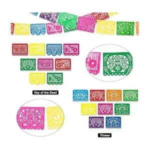 Paquete de 4 pancartas de plástico grande de papel picado_3