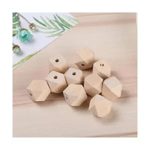 SUPVOX 100 cuentas de madera geométricas facetadas sin