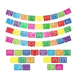 Paquete de 4 pancartas de plástico grande de papel picado_1