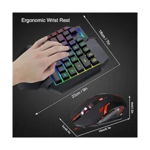 Teclado RGB para juegos de una mano y combo de mouse