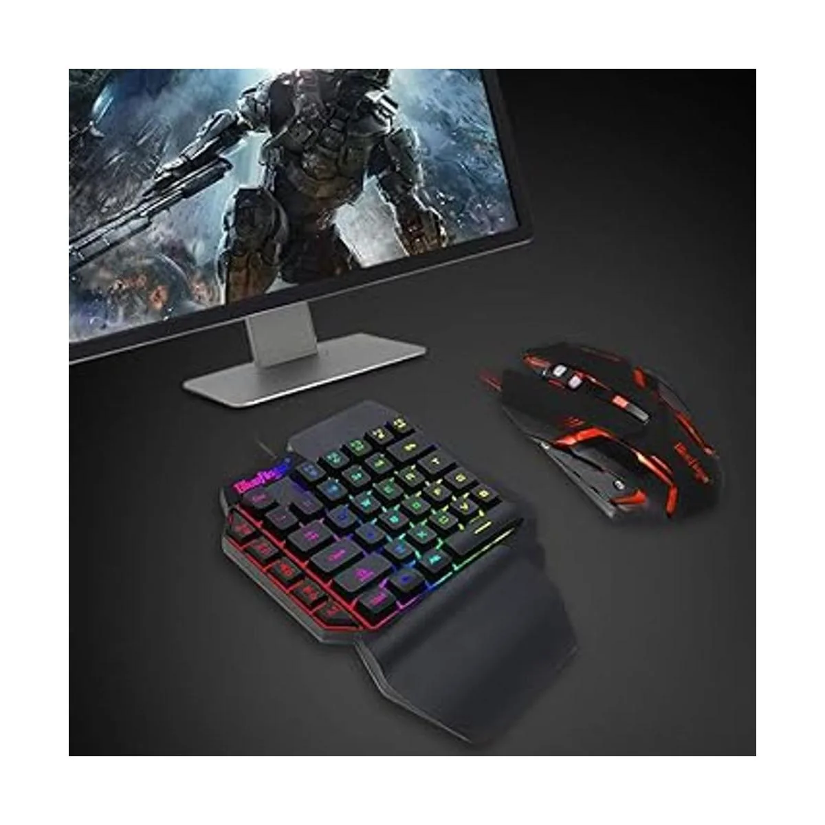 Teclado RGB para juegos de una mano y combo de mouse