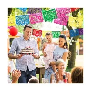 Paquete de 4 pancartas de plástico grande de papel picado_4