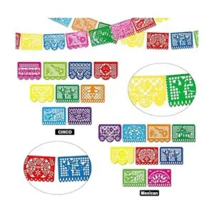 Paquete de 4 pancartas de plástico grande de papel picado_2