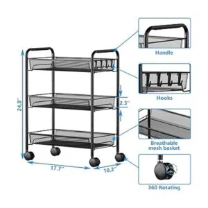OVICAR Carro rodante de 3 niveles de alambre de malla