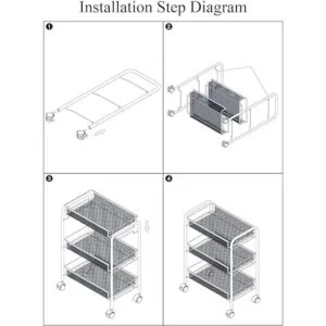 OVICAR Carro rodante de 3 niveles de alambre de malla