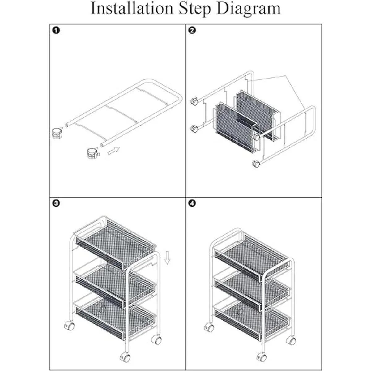 OVICAR Carro rodante de 3 niveles de alambre de malla
