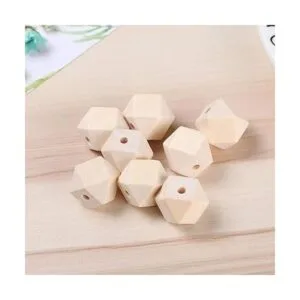 SUPVOX 100 cuentas de madera geométricas facetadas sin
