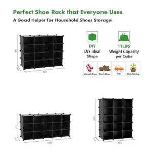 CAHOME Zapatero de plástico soporte modular de