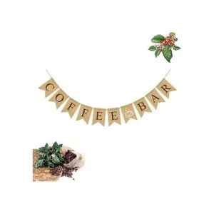 Amosfun Guirnalda rústica de arpillera para barra de_3