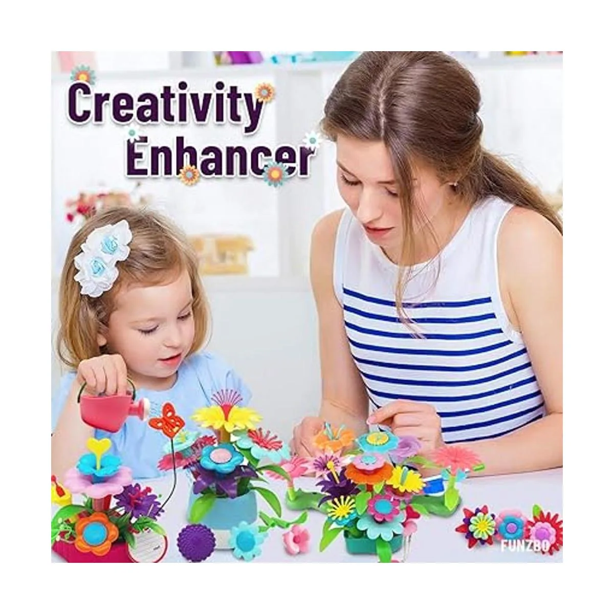 FunzBo Juguetes de construcción de jardín de flores para_4