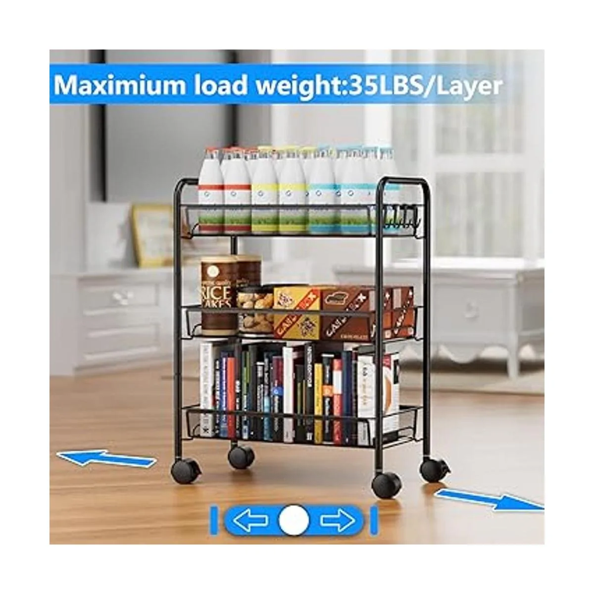 OVICAR Carro rodante de 3 niveles de alambre de malla