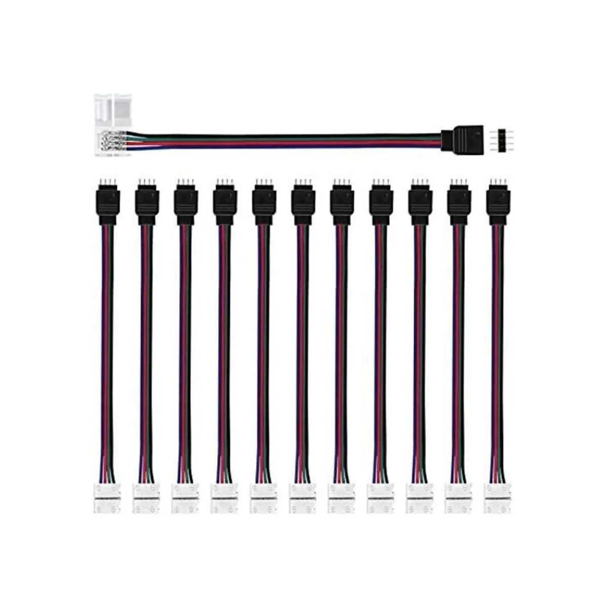 Nelyeqwo Kit de conectores LED 5050 RGB de 4 pines de_1