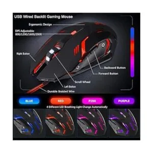 Teclado RGB para juegos de una mano y combo de mouse