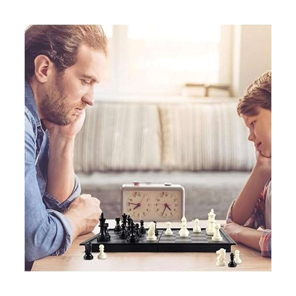 AMEROUS Juego de ajedrez magnético portátil 10 pulgadas_3