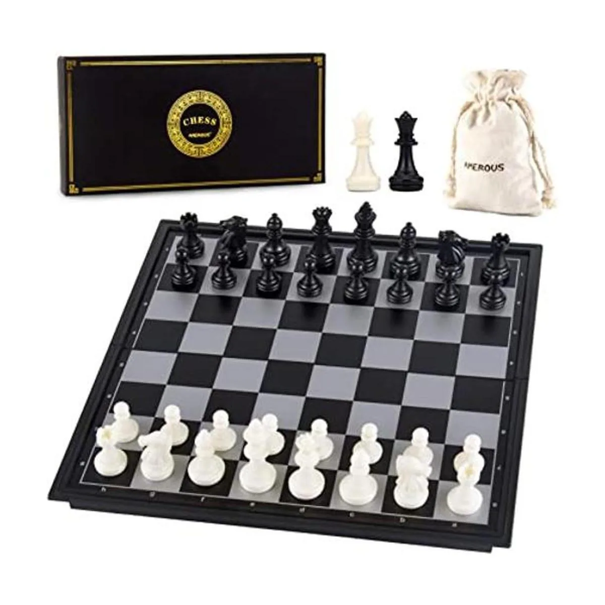 AMEROUS Juego de ajedrez magnético portátil 10 pulgadas_1