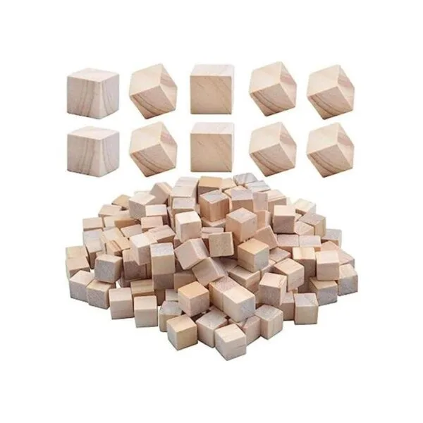 Cubos de madera 200 piezas de bloques de madera cuadrados