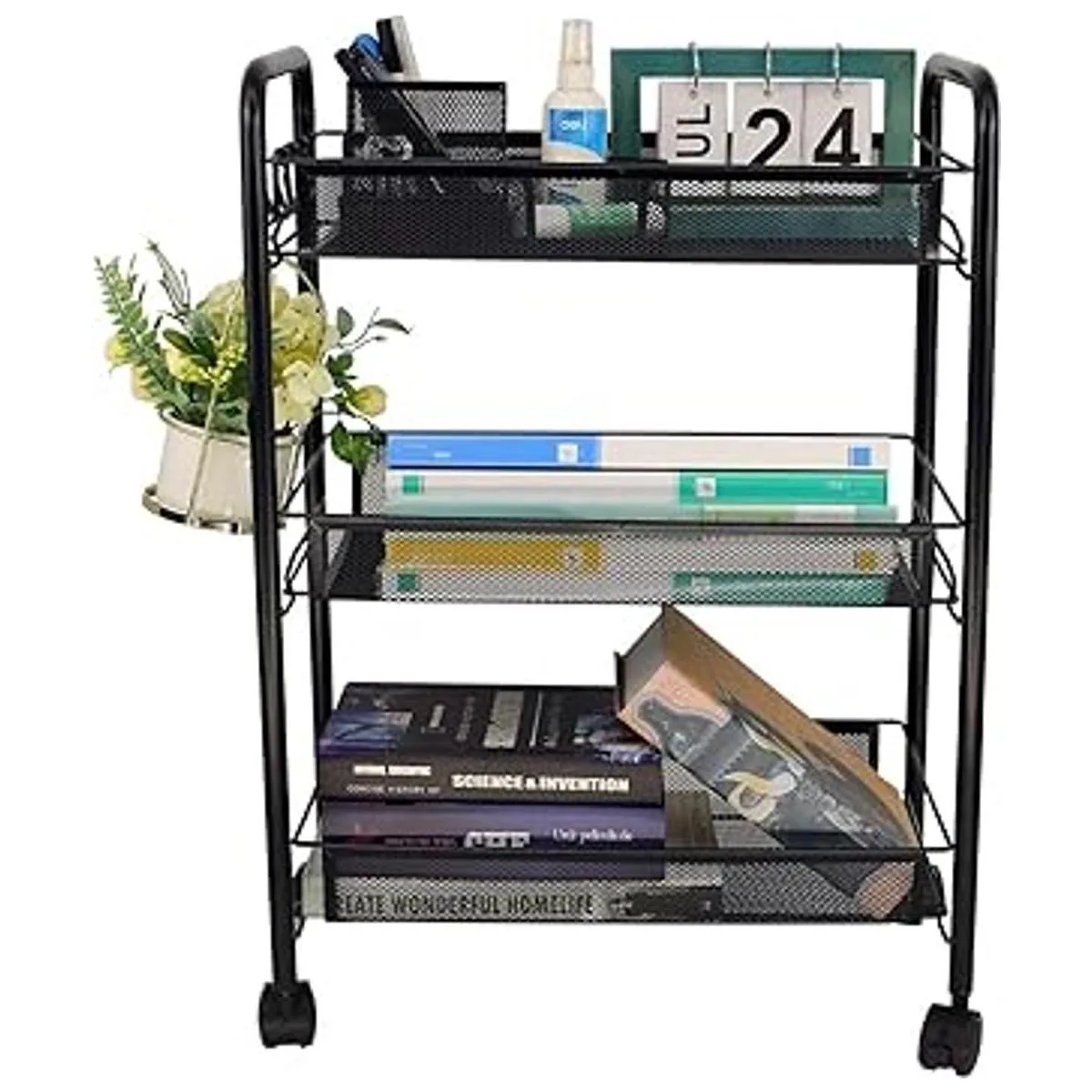 OVICAR Carro rodante de 3 niveles de alambre de malla