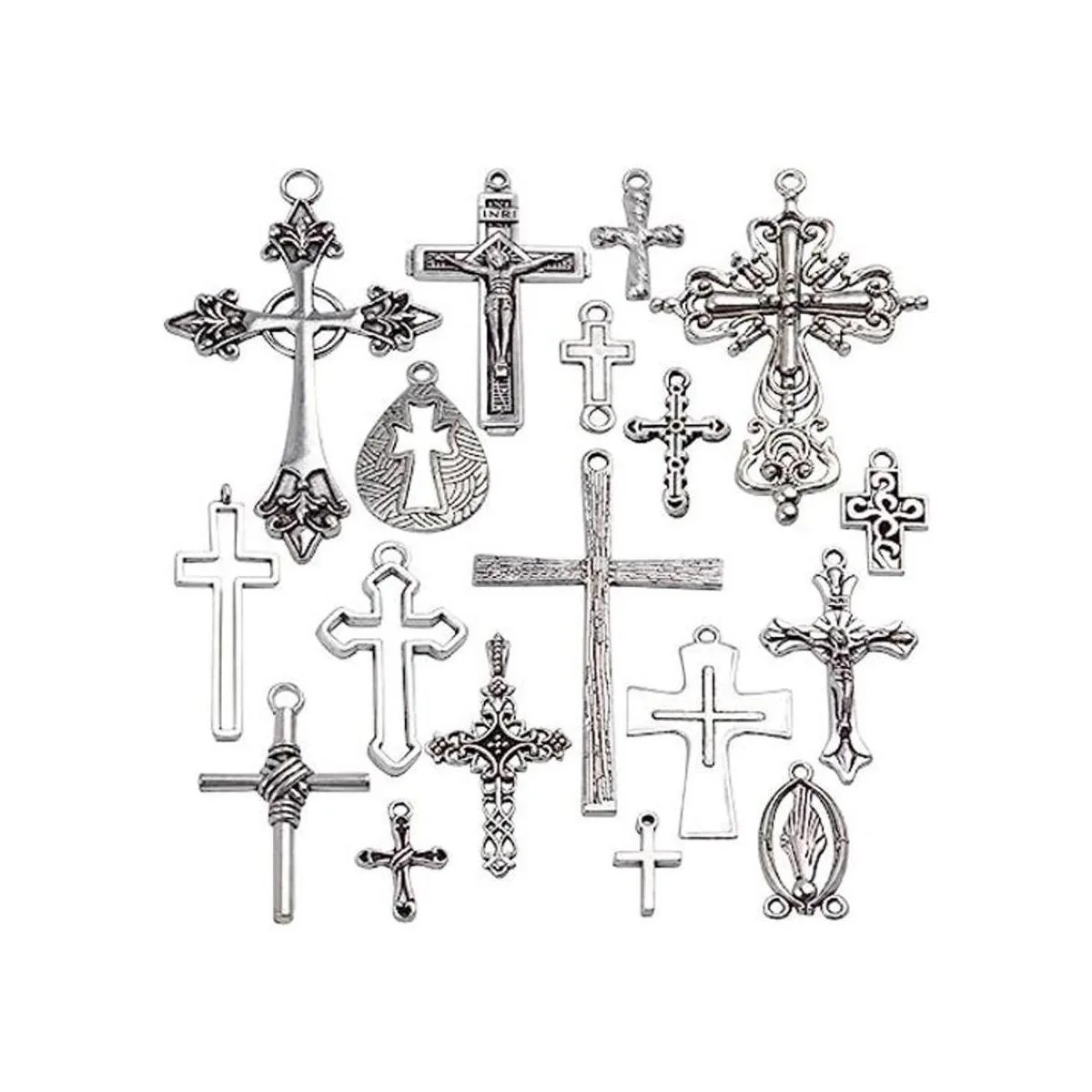 Colección de colgantes de cruz 18 piezas mixtas de_1