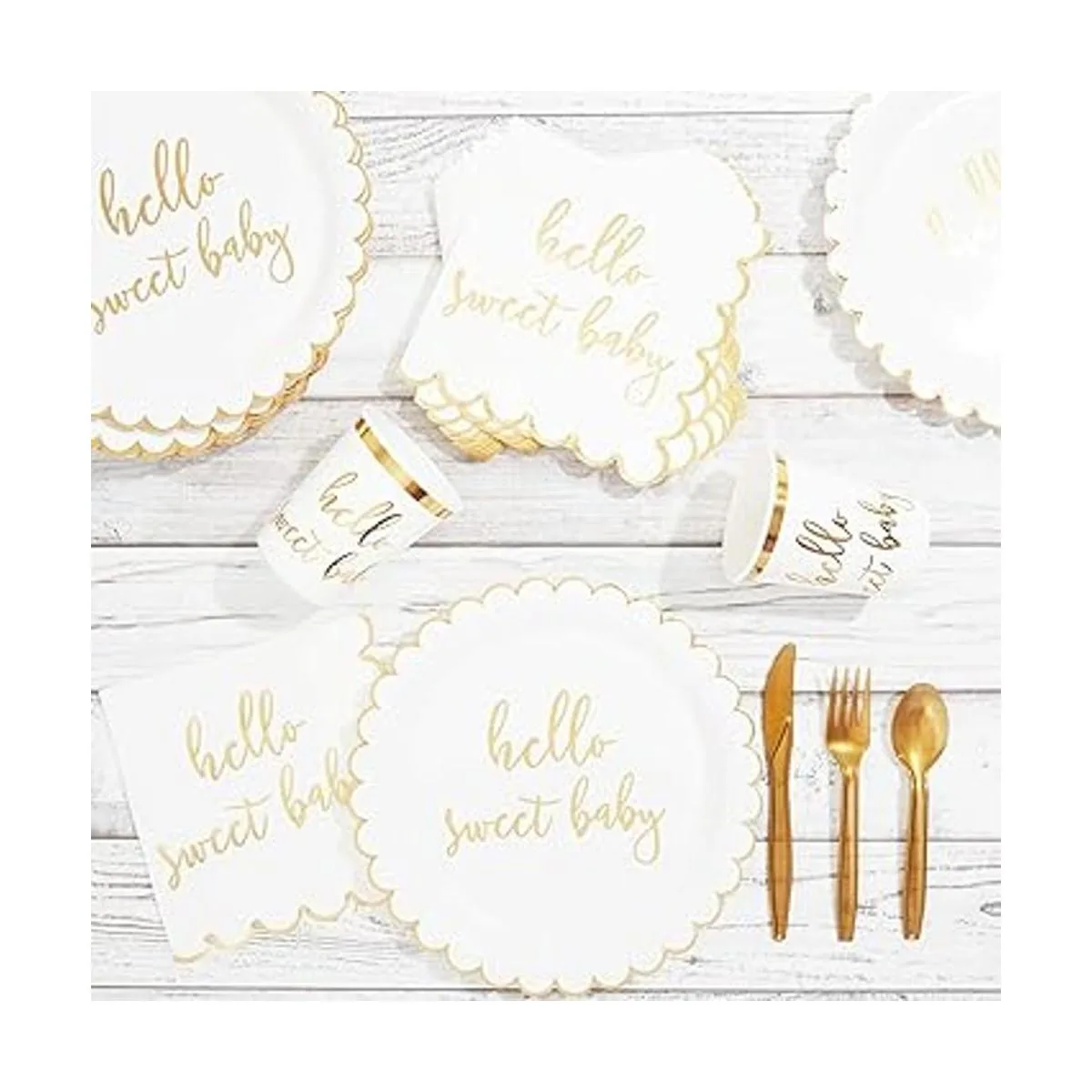 Paquete de 48 platos de papel Hello Sweet Baby para baby