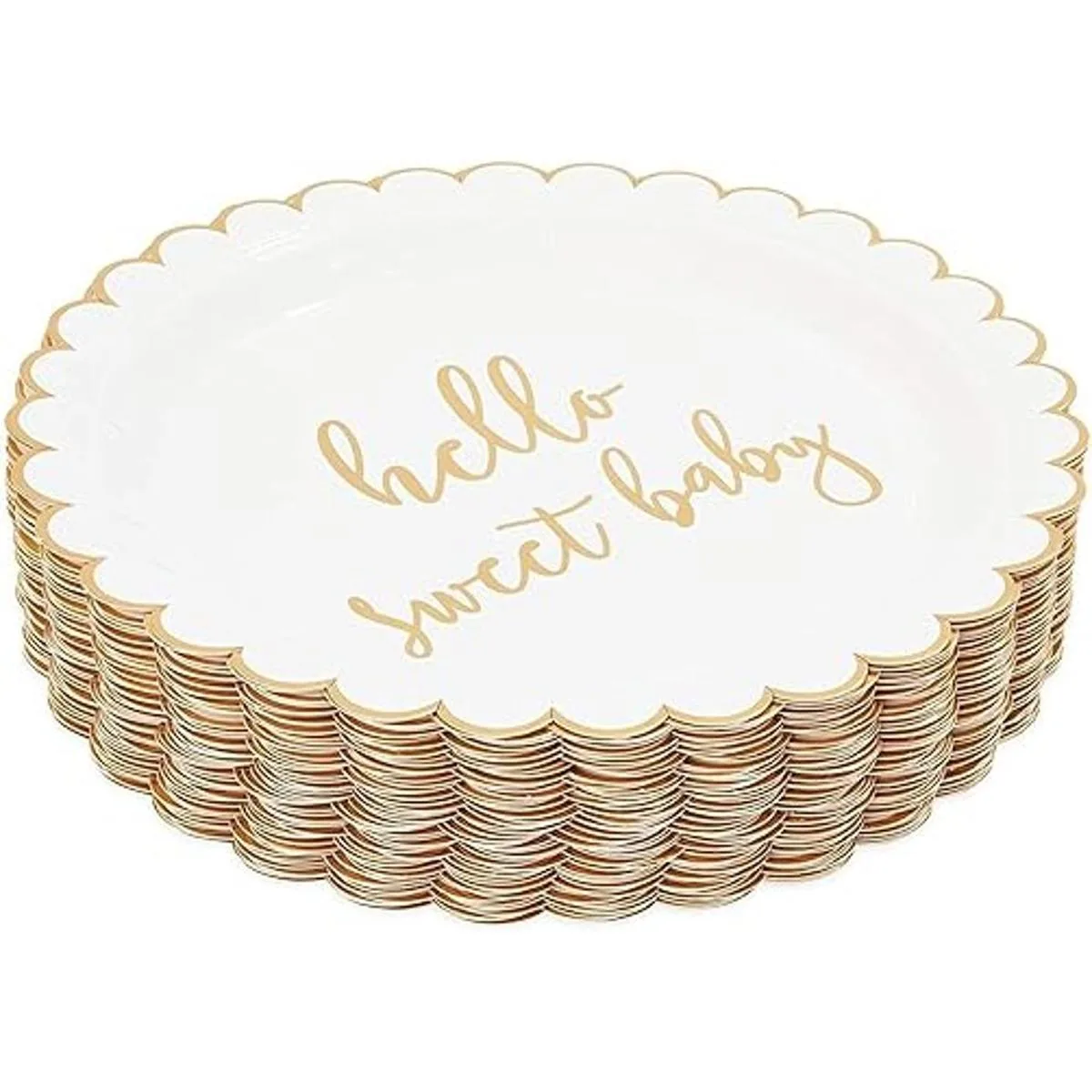 Paquete de 48 platos de papel Hello Sweet Baby para baby