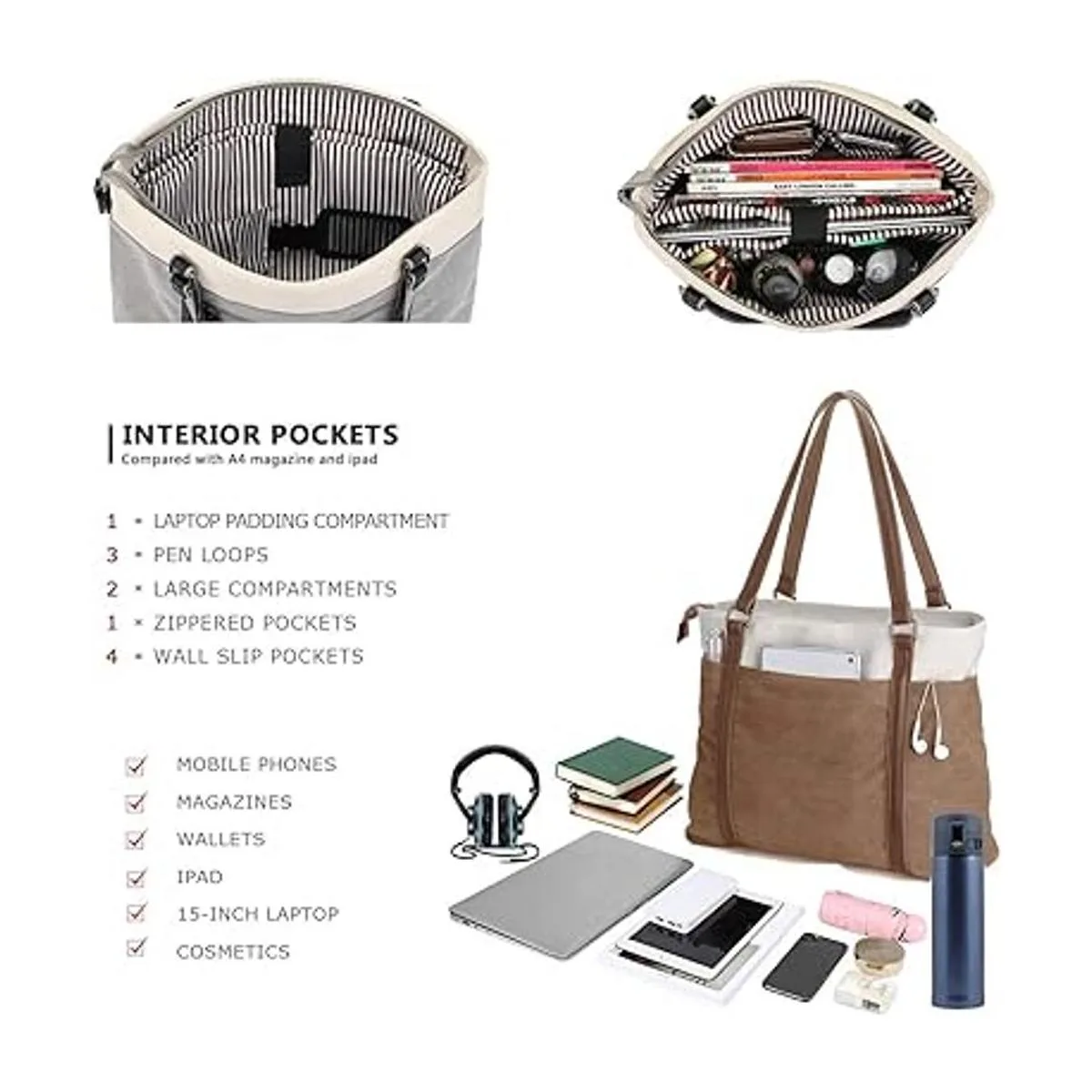 Bolsa de mano para laptop para el trabajo lona ligera de_3