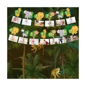 Banner de fotos de primer cumpleaños de la selva para_5