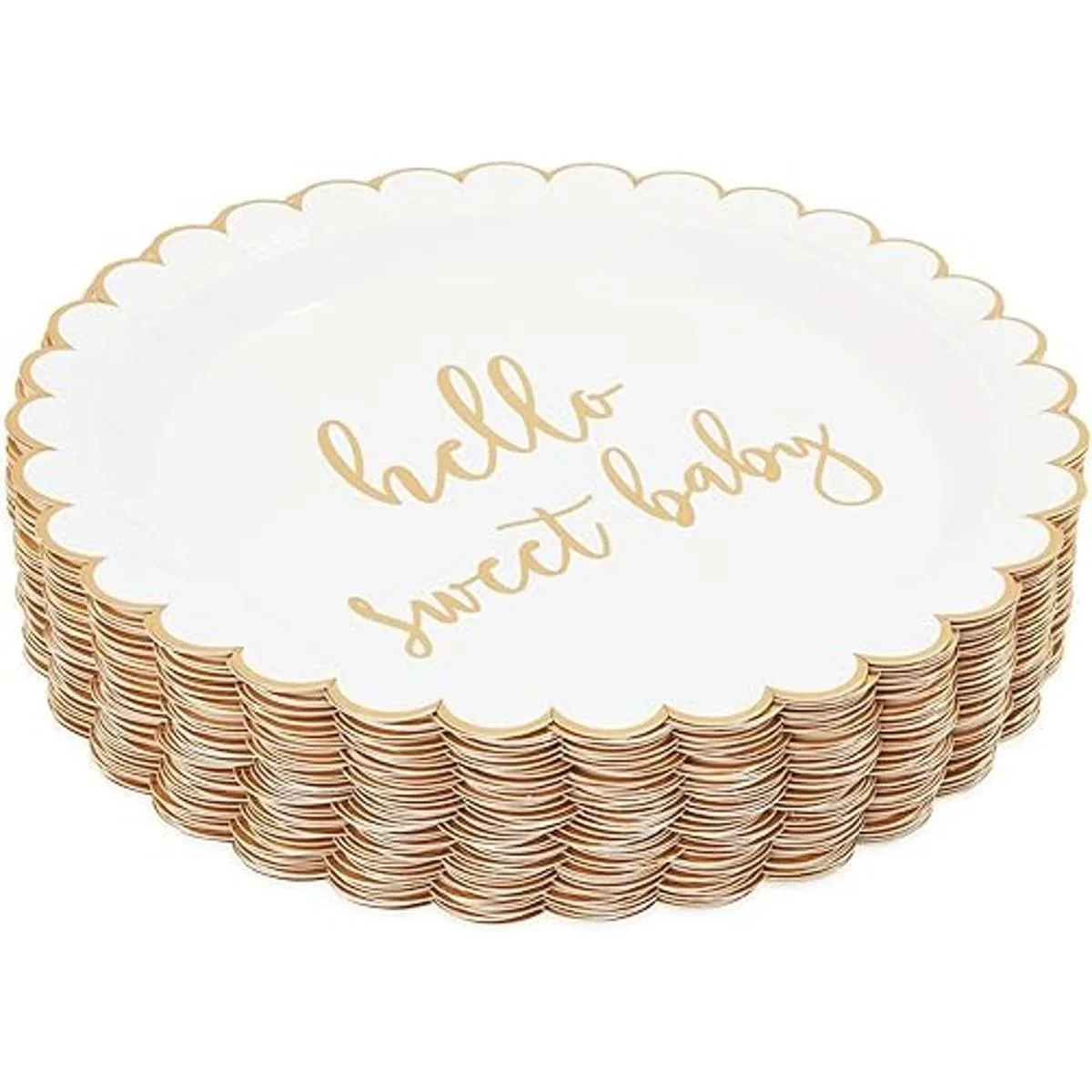 Paquete de 48 platos de papel Hello Sweet Baby para baby