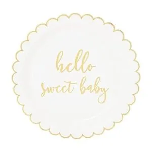 Paquete de 48 platos de papel Hello Sweet Baby para baby