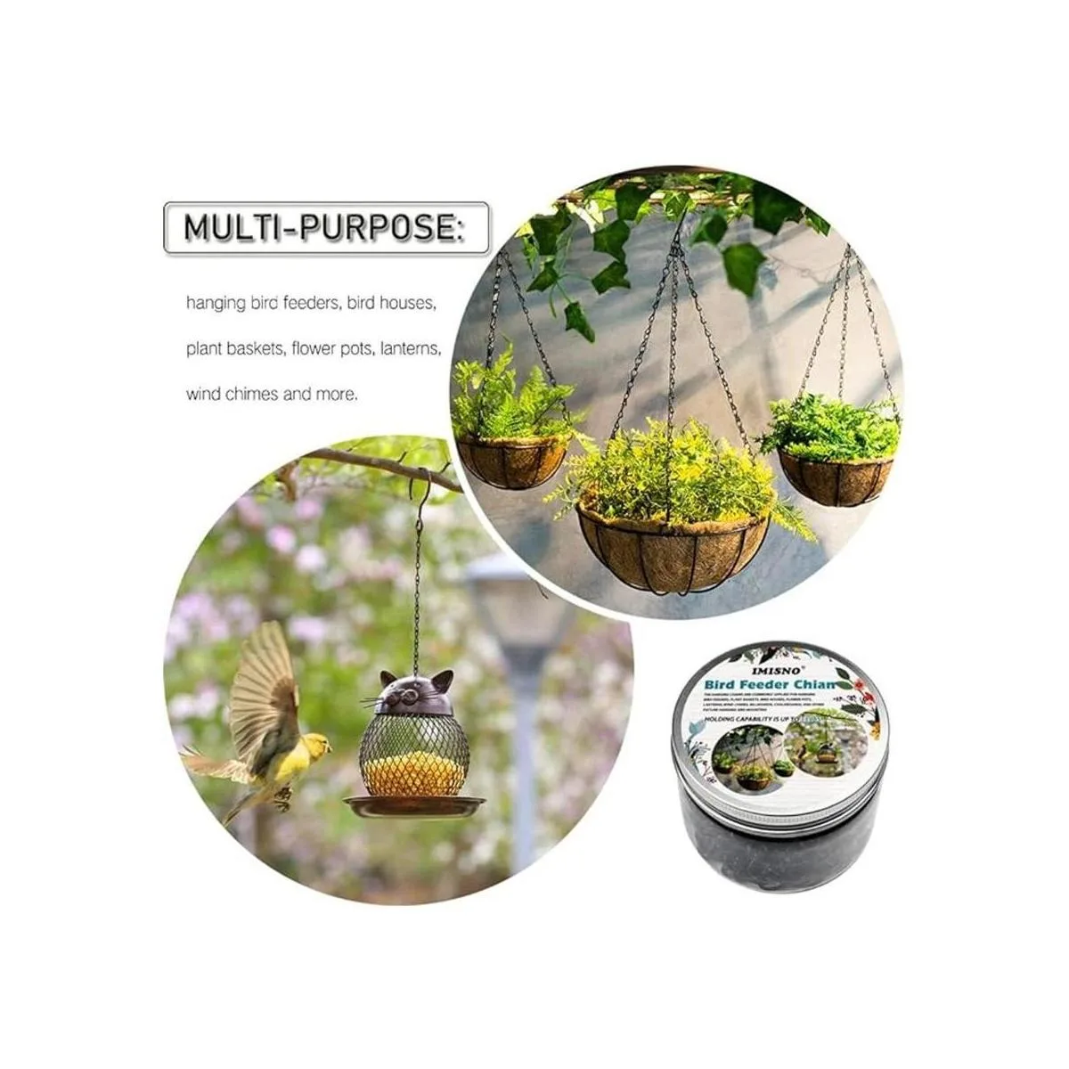 Cadena colgante para comederos de pájaros baños de