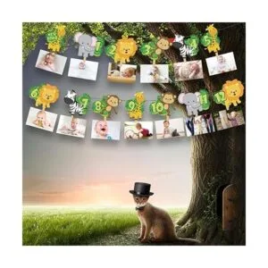 Banner de fotos de primer cumpleaños de la selva para_4