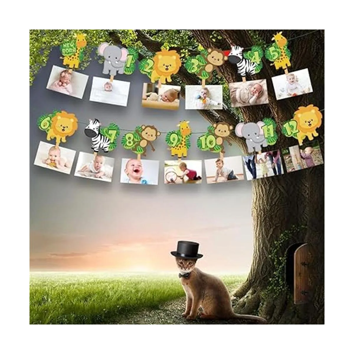 Banner de fotos de primer cumpleaños de la selva para_4