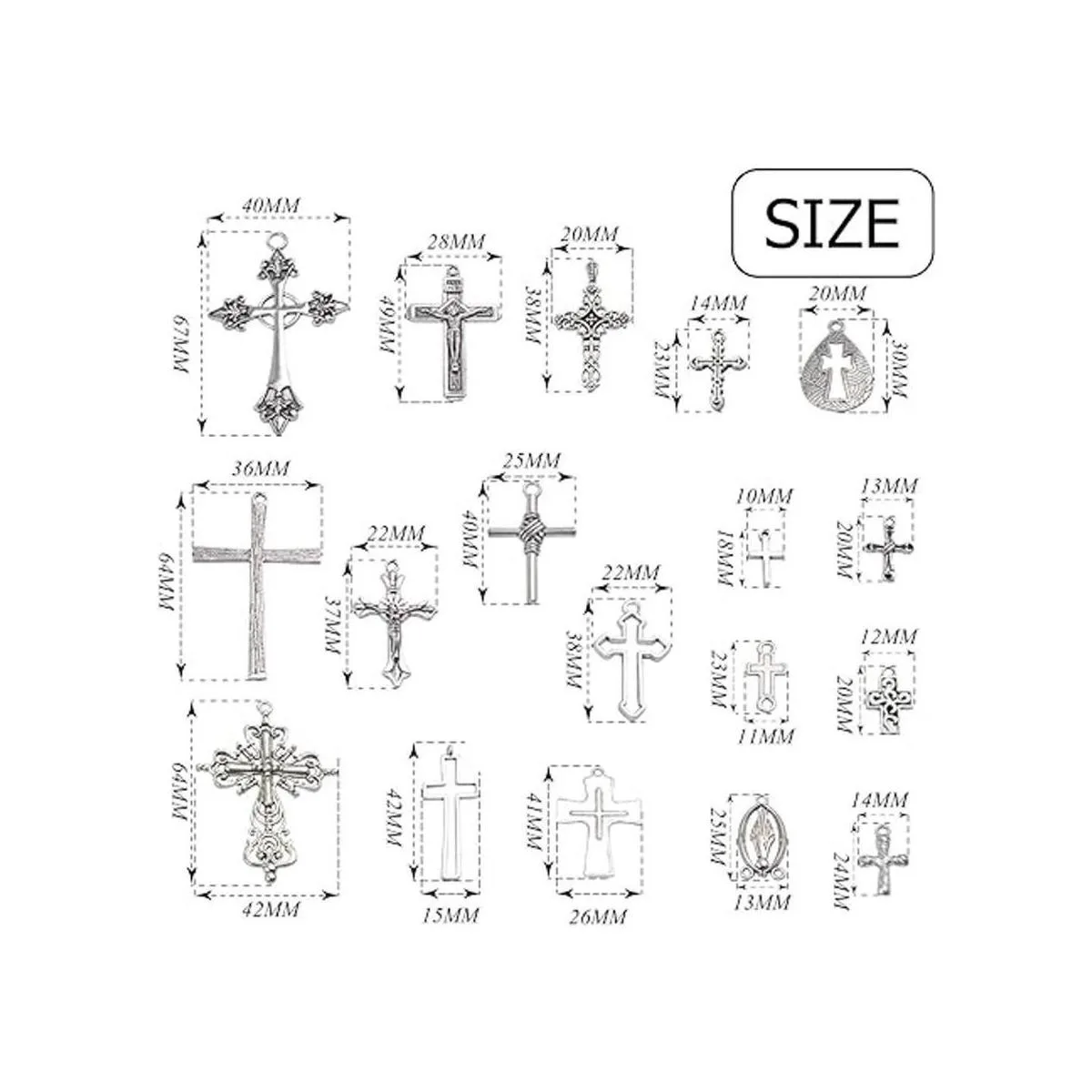 Colección de colgantes de cruz 18 piezas mixtas de_2