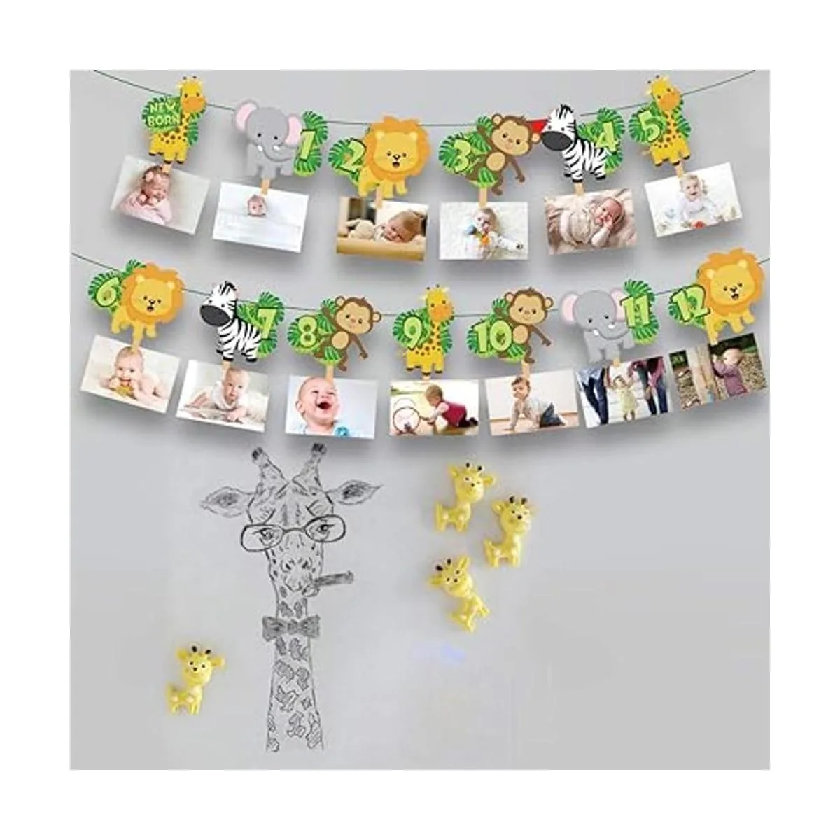 Banner de fotos de primer cumpleaños de la selva para_3