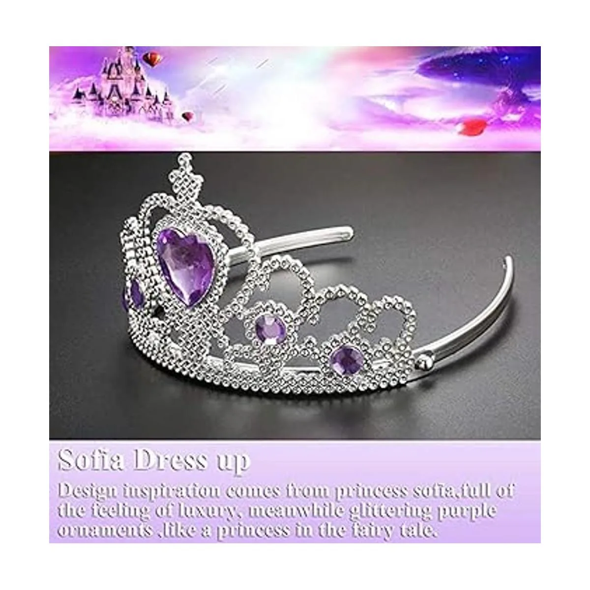 Peluca de princesa de sirena trenza Ariel con tiara de_5