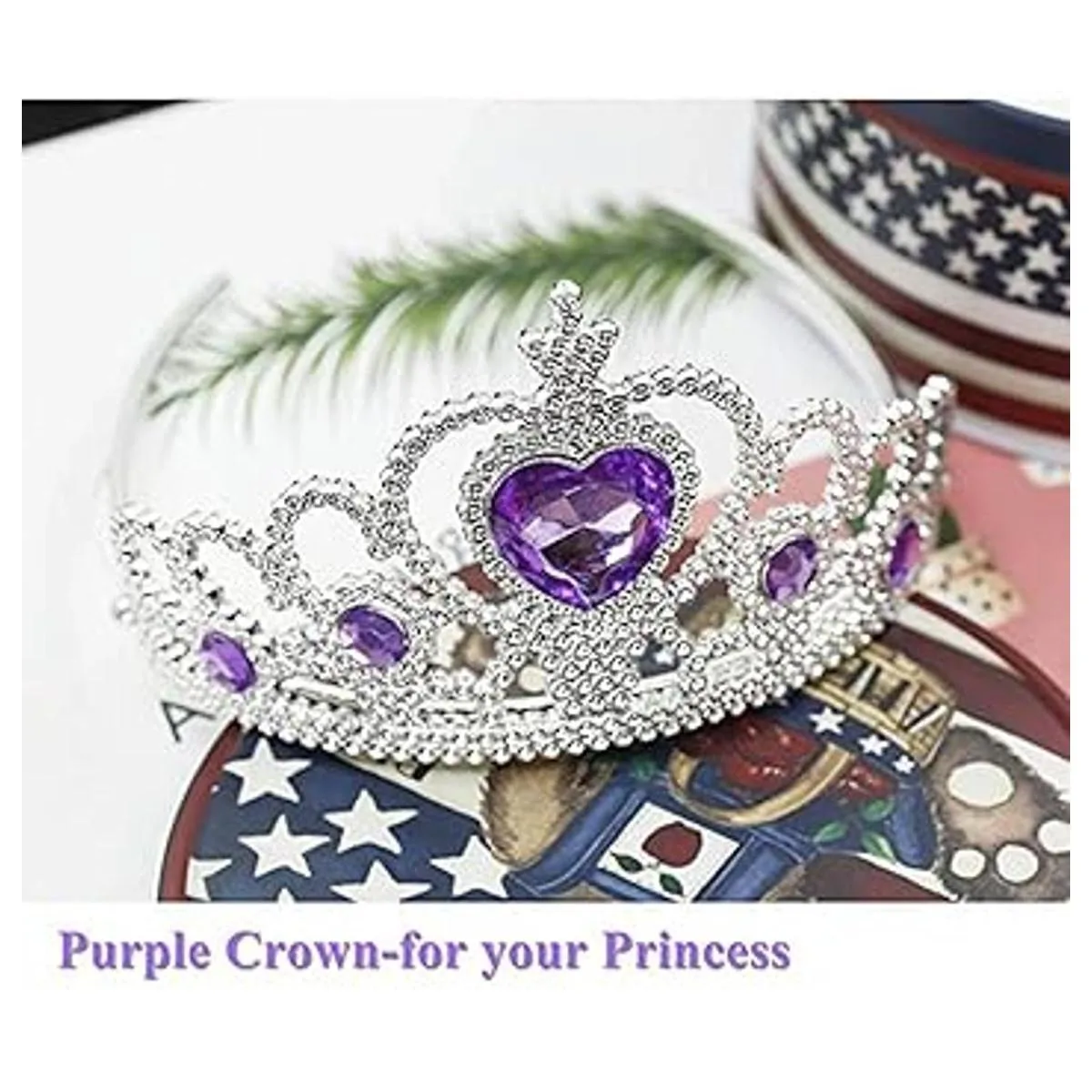 Peluca de princesa de sirena trenza Ariel con tiara de_4