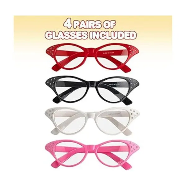 ArtCreativity Retro Cat Eye Glasses with Rhinestones Pack_2