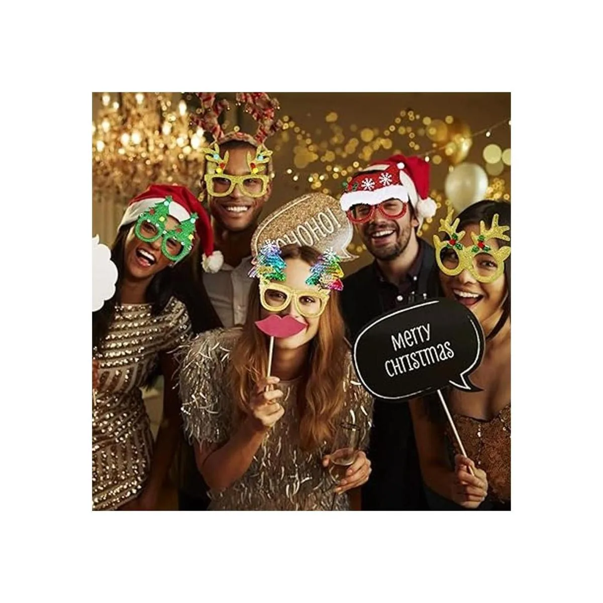 Max Fun 12 lentes de Navidad con purpurina marcos de_6