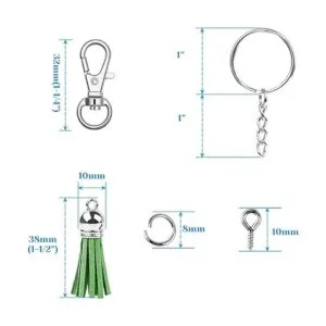 Keychain Tassles Cridoz 300pcs Bulk Keychains Ring Set