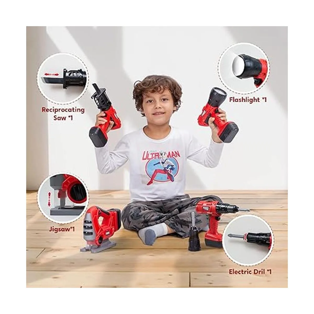 JOYIN 4in1 Kids Tool Set Pretend Play Toddler Tool Toys_4