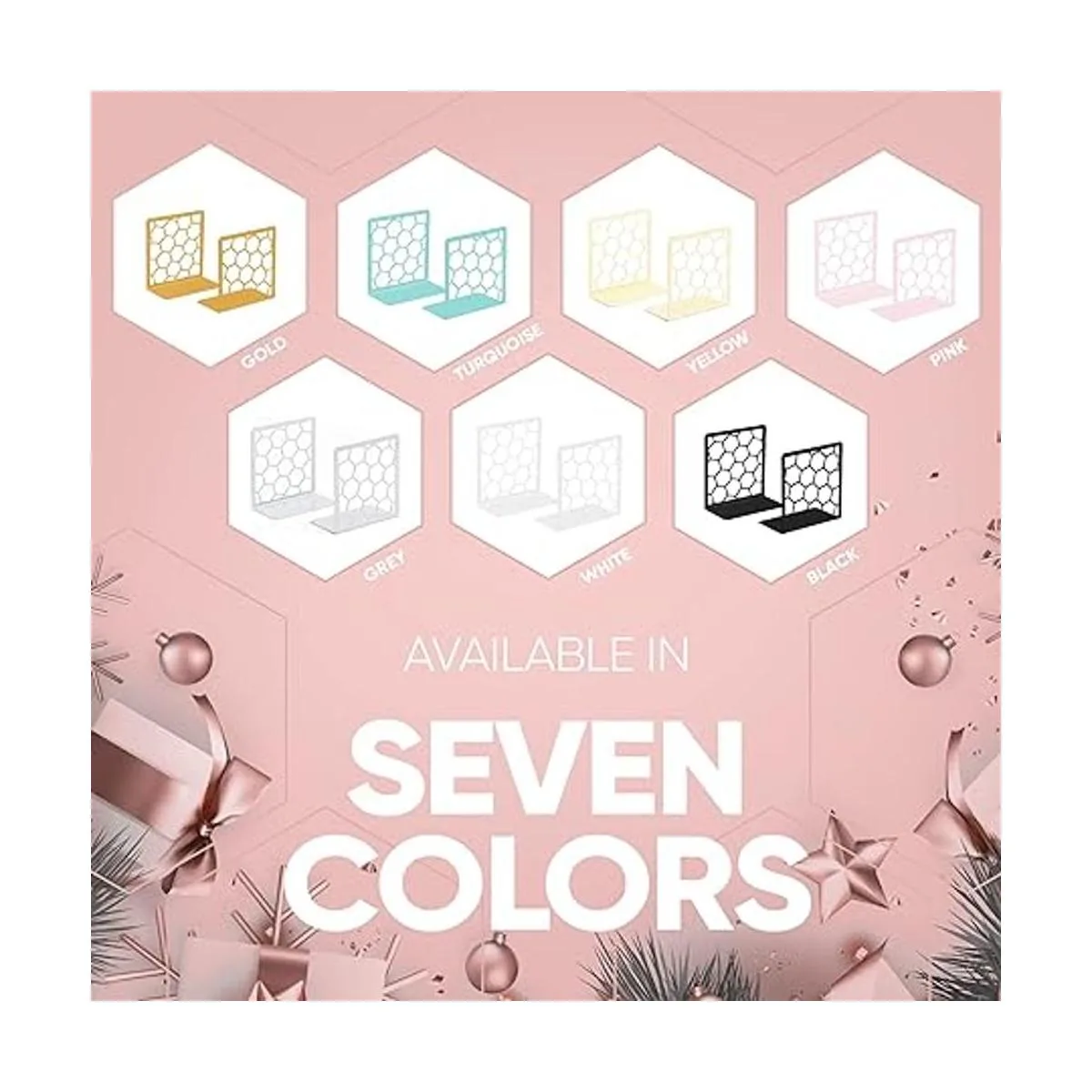 Sujetalibros geométricos de panal rosa de alta calidad_4