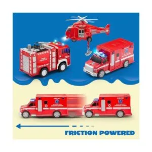 JOYIN Juguetes de camión de bomberos 3 en 1 juego de