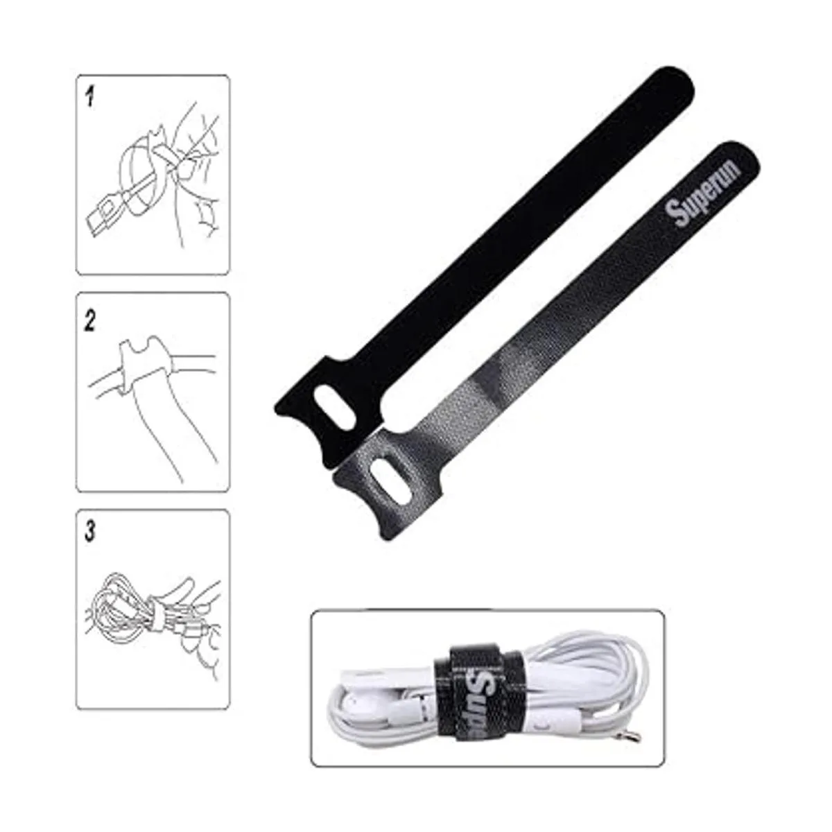 Superun 50 piezas negras de 10 pulgadas organizador de_4